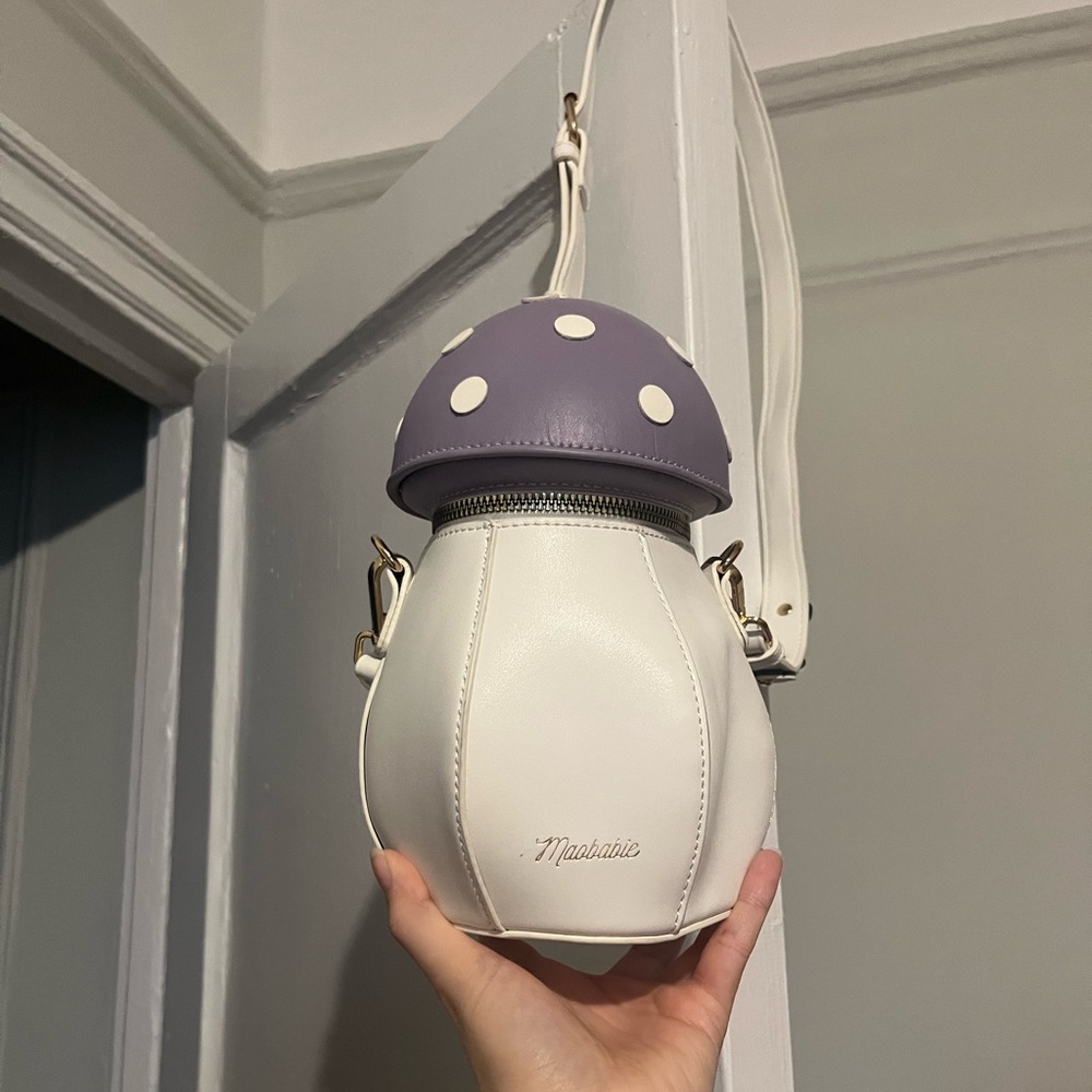 White & Lavender Mushroom Crossbody